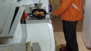 Pancakes with apple.