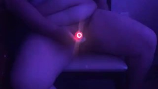Chubby girl masturbates and uses vibrator under LED lights