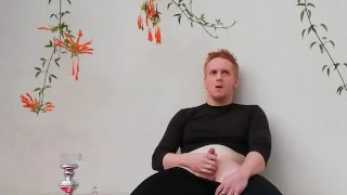 Straight Ginger Man Strokes his Big Dick in the Backyard with Neighbors Outside!