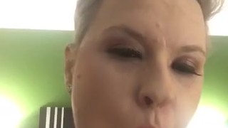Milf shows some of head game on dildo 