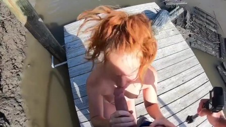 Public Dock Sex With amateur Redhead