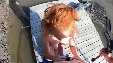 Public Dock Sex With amateur Redhead
