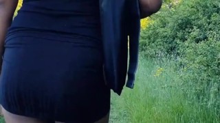 PUBLIC - Hot Latina in a MINI SKIRT Walking in the Park - Thick Booty POV