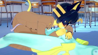 Animal Crossing Yaoi Hentai 3D - Ankha (Boy) with MoonCat at School