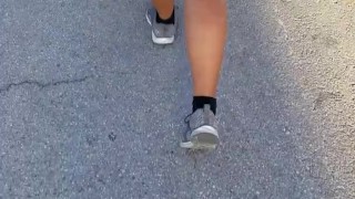 The neighbor likes following my wife