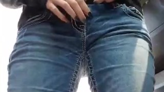 Sexy teen peeing in public!