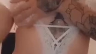 Hot tattooed MILF strip