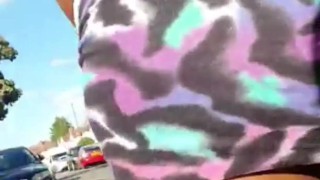 PUBLIC UPSKIRT Voyuer - Thick Booty Latina Ebony in Revealing Mini Skirt 
