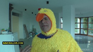 EVIL EASTER BUNNY Gives NATURAL BUSTY TEEN ANAL CREAMPIE!