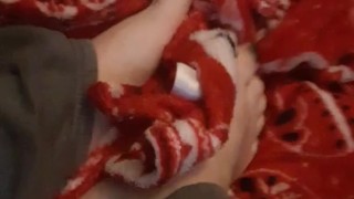 Cute tiny feet rubbing blanket