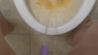 Nasty Dirty Toilet! Pissing HAIRY Pee Fetish Slut Uses Knock Off Go Girl Female Urinal First Time!