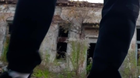 Straight guy fucks an imaginary gay guy in an abandoned house and cums on him