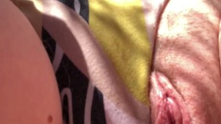 Chubby Girl Big Clit Pissing Her Panties in the Garden