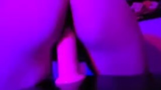 Red headed milf rides dildo in reverse