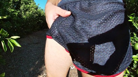 Cumming in my sport shorts in public