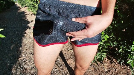 Cumming in my sport shorts in public