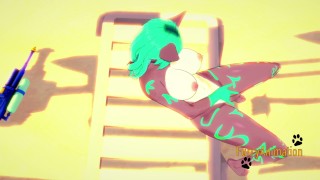Furry Hentai 3D - Cat fingering in the beach