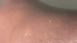 Size 12 male feet, while in the shower.