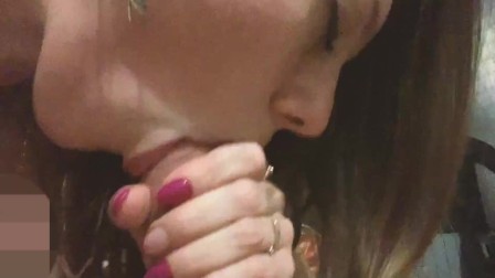 juicy slobbering blowjob with cum in mouth