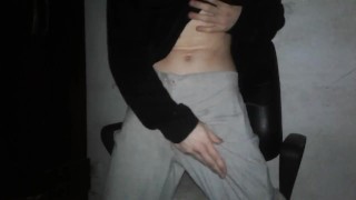 Oiled boy jerking off until shaking and cumming