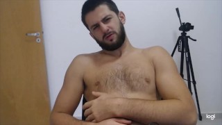 Hairy chested stud wants to say your name and give you JOI with cum countdown