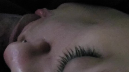 teen Cyberslut slurps & swallows my Dick in Fetish Face Fucking