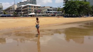 Up Dress NO PANTIES at Public Beach # Public Flashing