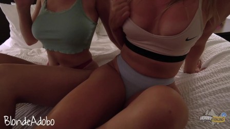 Two Hot Couples, Two Sexy College Blondes with Big Asses Pounded Hard - BlondeAdobo X HornyHiking