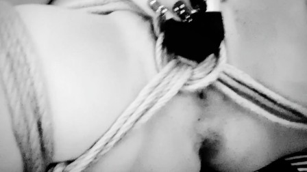 I tied her up and made her torture her pussy - sexual shibari clit multiple orgasm - amature fun
