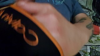 BIG COCK INSIDE CALVIN KLEIN BLACK TRUNK BOXERS. MY BEST FRIEND SUGAR DADDY JERKING OFF IN TIGHTS