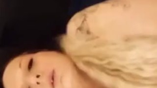 Blonde slut with sexy hands masturbates on phonecam
