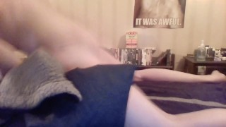 Horny daddy fucks his toy and cums