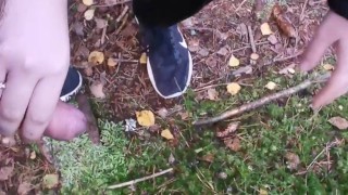 Girlfriend enjoying holding my cock while I pee - playing with her hand in my warm piss