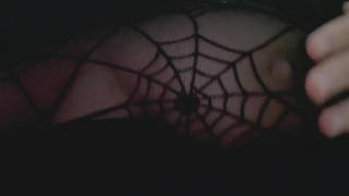 horny goth bbw slut plays with her tits and pussy