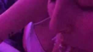 Drooling and gettnig slapped around while gagging on Daddy's cock