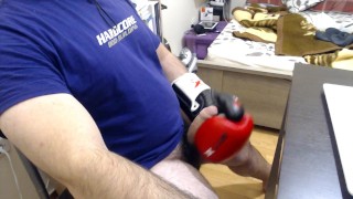 Fetish : Dimitris Nastymind Strokes and cums with a red boxing glove