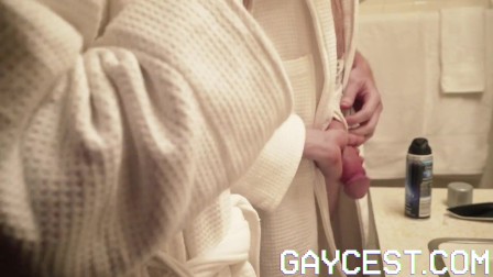 GAYCEST twink blows stepdad before getting barebacked in the sauna