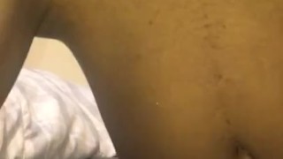 Black teen spreads her ass wide to wink her asshole and gape her farting pussy to get fucked 