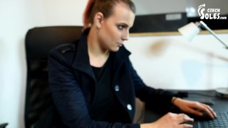 Sexy boss enjoys you (footdom, boss feet, foot worship, pov feet, office feet)
