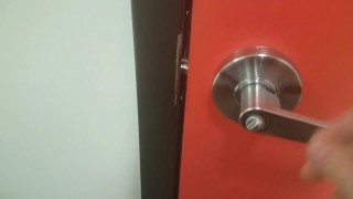 Playing with my big tits at work in the loo