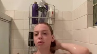 Getting clean in the hot shower 