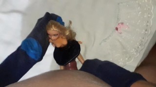 Condom fuck to a little doll bitch
