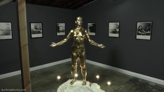 Golden Heist - Caroline Pierce & Star Nine Wet & Messy Body Painting Statue Fetish TRAILER