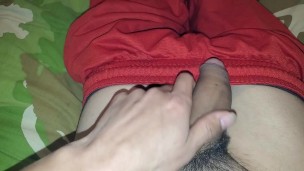Young skinny twink playing with his cock