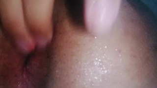 Fingering my shiny lubed femboy ass