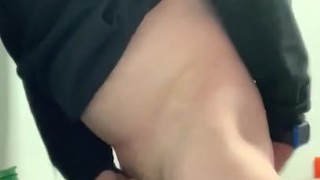 Masturbating in public bathroom