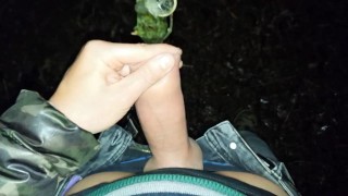 After fuck outdoor twink found broken condom and his ass wet - He cum again on broken condom