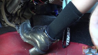 1968 Chevy Camaro SS 350 Pedal Pump And Pussy Rub In Leather Boots