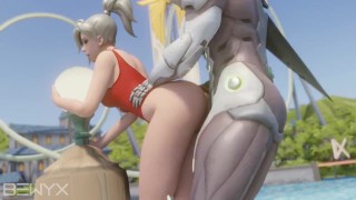 Mercy Lifeguard Doggystyled by Genji Overwatch Porn 3D
