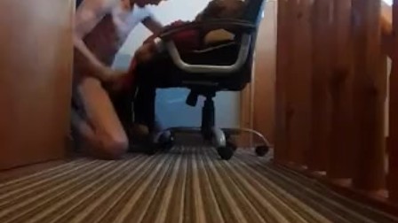 Fucking my best friend teddy rough on a chair (turn volume up)